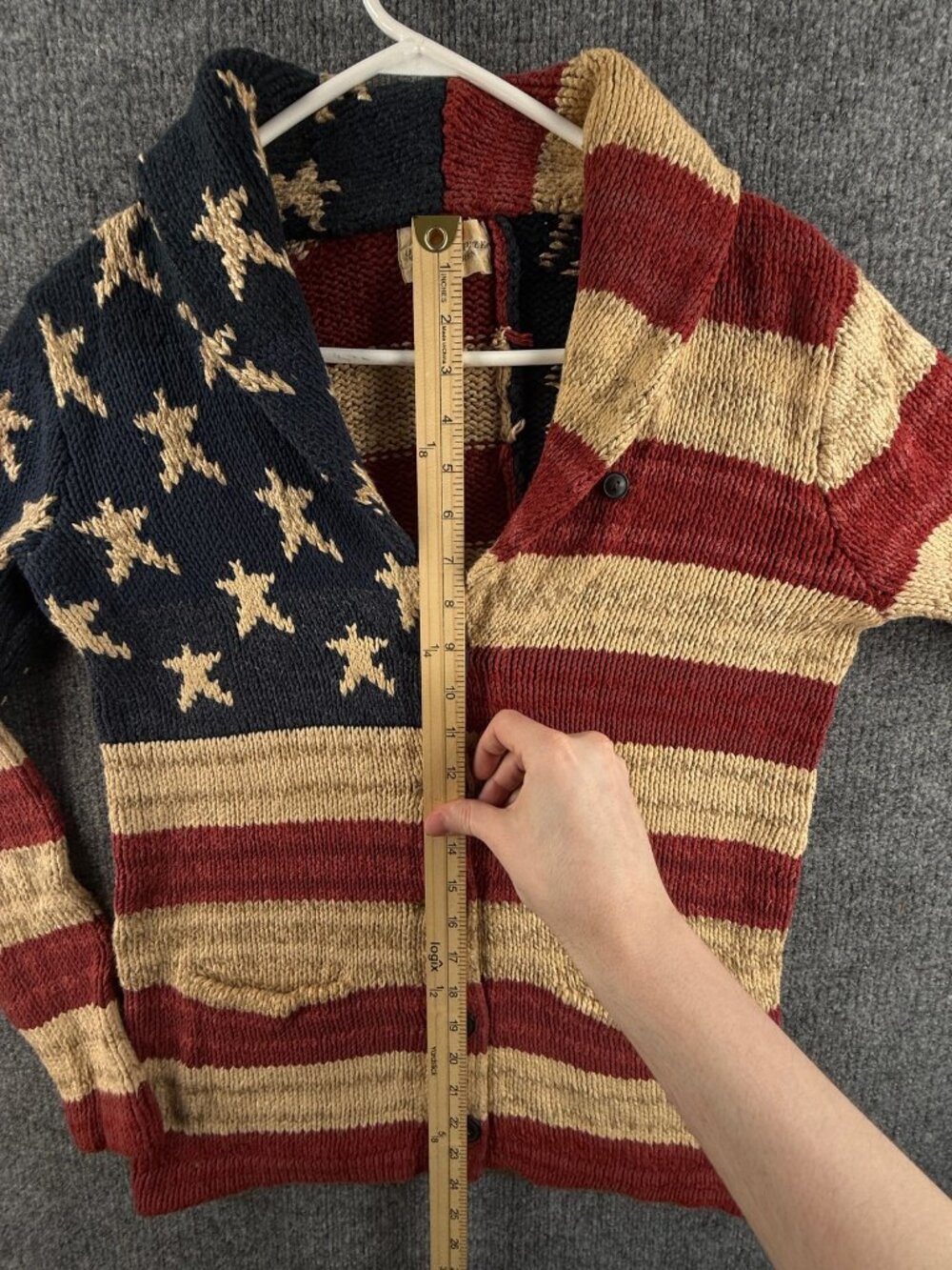 Ralph Lauren AOP Flag Sweater Chunky USA Colorful Stars Stripes Cotton Linen - Picture 6 of 16